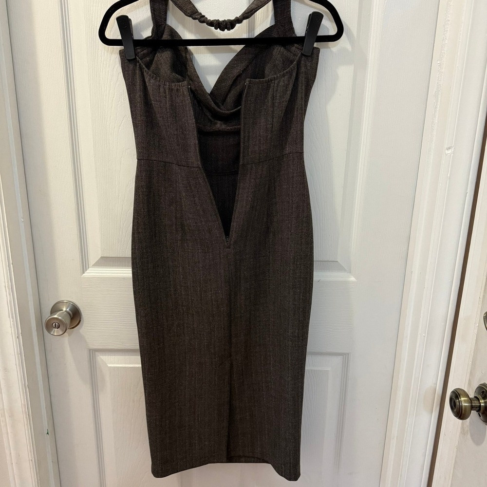 Stop Staring Alicia Estrada Brown Pencil Wiggle Dress Retro Pin-up Rockabilly  S - Picture 7 of 13